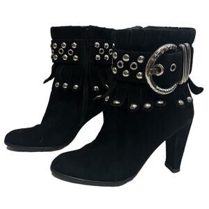 Stuart Weitzman Ankle Boots Black Suede Heel